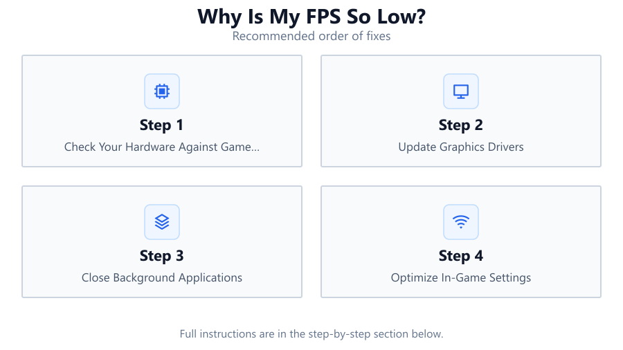 Why Is My FPS So Low?: Recommended order of fixes