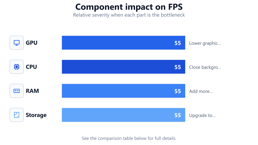 Why Is My FPS So Low?: Relative severity when each part is the bottleneck