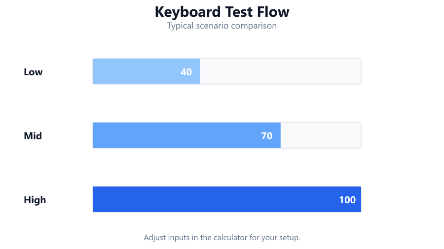 Pipeline diagram showing keyboard input detection, live keystrokes per second statistics, and export or diagnostic steps for…